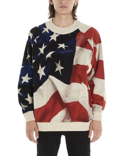 ih nom uh nit Oversize American Flag Knit Sweater - Multicolor