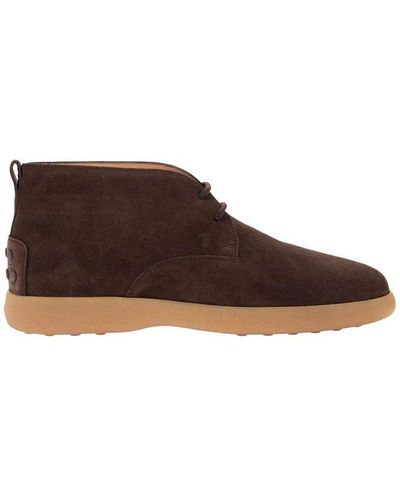 Tod's Winter Gommini Lace-up Ankle Boots - Brown