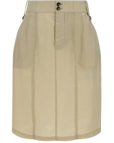 Saint Laurent Button Detailed Pencil Skirt - Natural