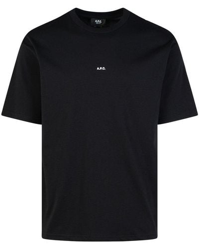 A.P.C. Logo E,broidered Crewneck T-shirt - Black