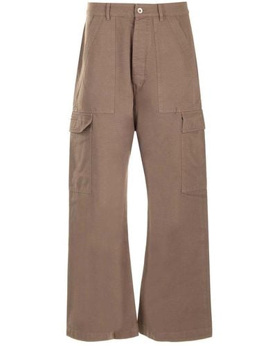 Rick Owens Cotton Twill Cargo Trousers - Brown