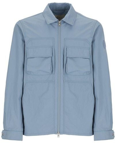 Woolrich Zip-up Long-sleeved Shirt Jacket - Blue