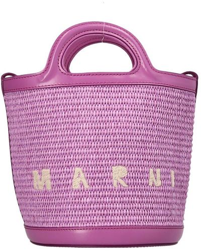 Marni Logo Embroidered Bucket Bag - Purple
