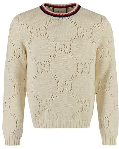 Gucci Perforated GG Crewneck Sweater - White
