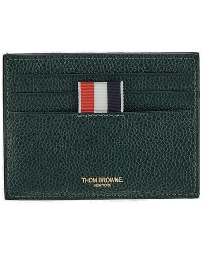 Thom Browne Single Card Holder With Note Compartment - Green