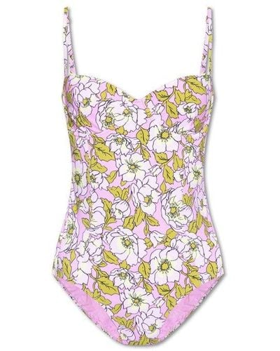 Tory Burch Floral-print Cut-out Swimsuit - Pink