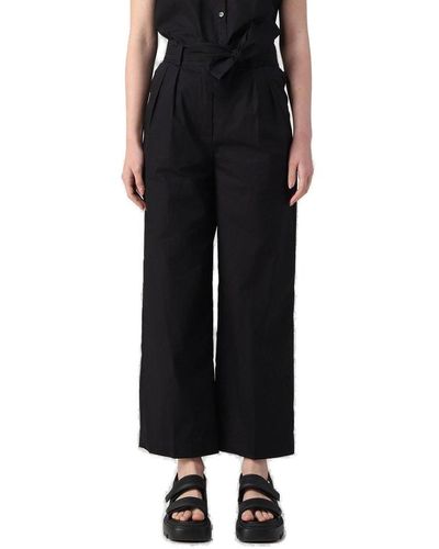 Woolrich Belted-waist Wide-leg Trousers - Black