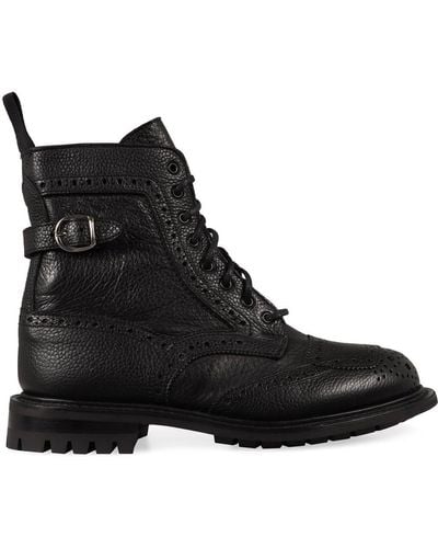 Tricker's Leather Lace-up Ankle Boots - Black