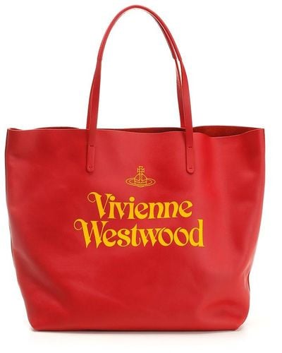 Vivienne Westwood Logo Printed Tote Bag - Red