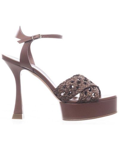 Casadei Woven-detailed High-heeled Sandals - Brown