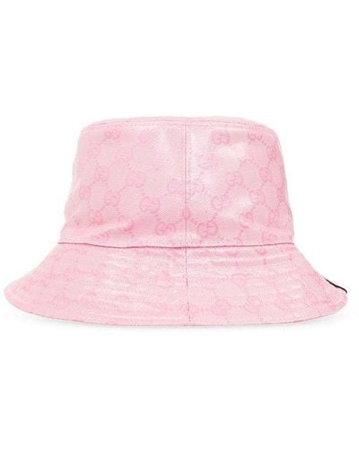 Gucci Logo-embossed Cotton Bucket Hat - Pink