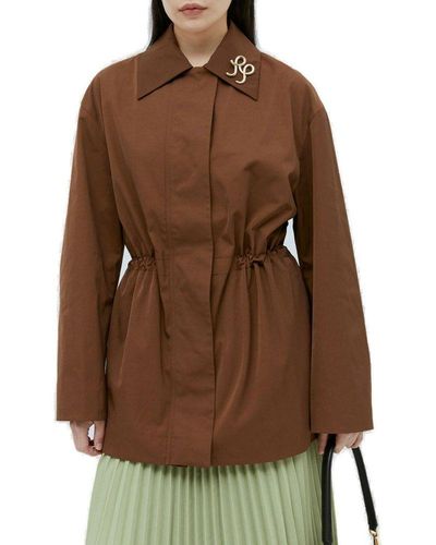 Rejina Pyo Rue Logo-plaque Straight Hem Jacket - Brown