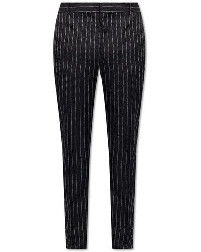 Alexander McQueen Wool Pleat-Front Pants - Black