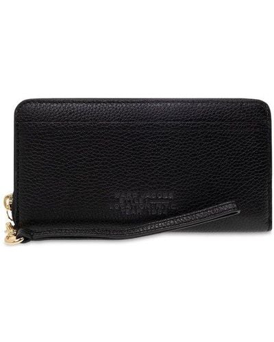 Marc Jacobs Leather Wallet With Logo, - Black