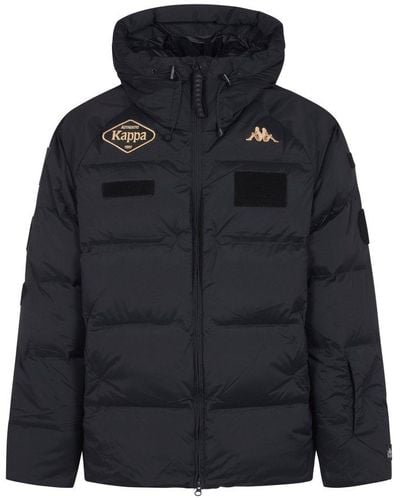 Kappa Ski Team Logo Embroidered Puffer Jacket - Black