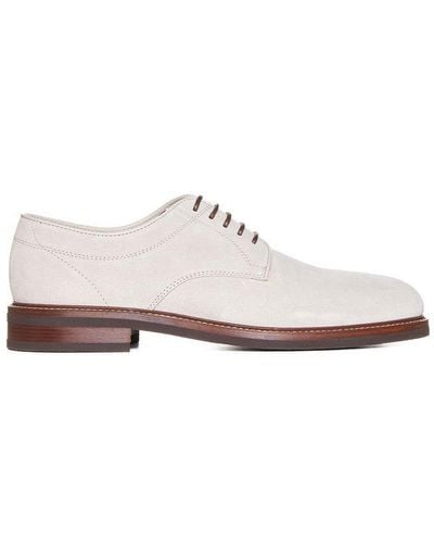 Brunello Cucinelli Paneled Lace-up Derby Shoes - White