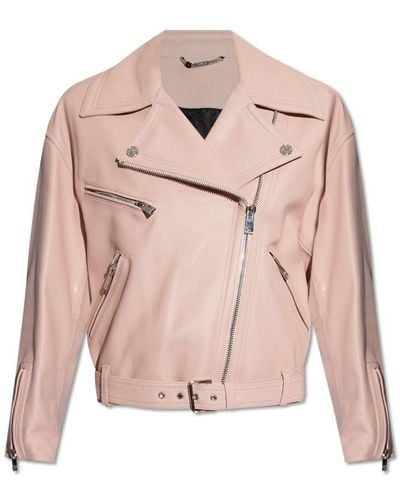 Versace Leather Jacket, - Pink