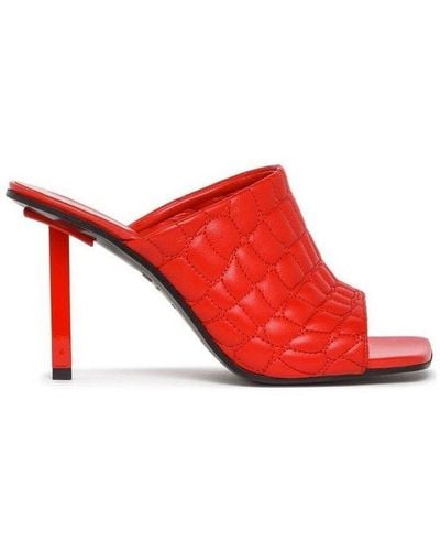Just Cavalli Quilted High Heel Mules - Red