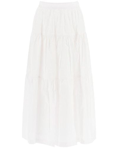 STAUD Flounced Midi Skirt - White