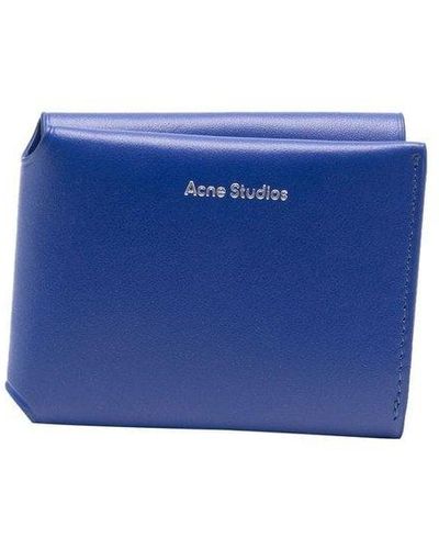 Acne Studios Logo Printed Folded Card Wallet - Blue