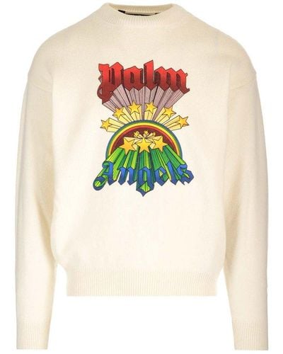 Palm Angels Ivory Rainbow Sweater - White
