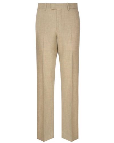 Burberry Wool Tailored Trousers - Natural
