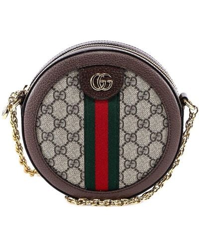 Gucci Ophidia Mini Round GG Supreme Canvas & Leather Crossbody - Multicolour