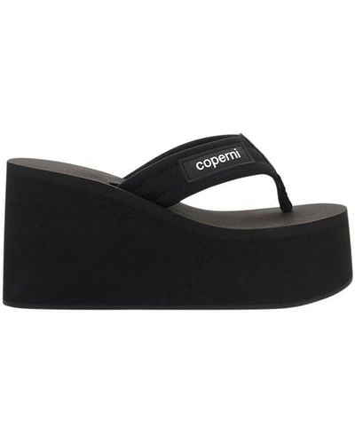 Coperni Branded Logo Detailed Wedge Sandals - Black