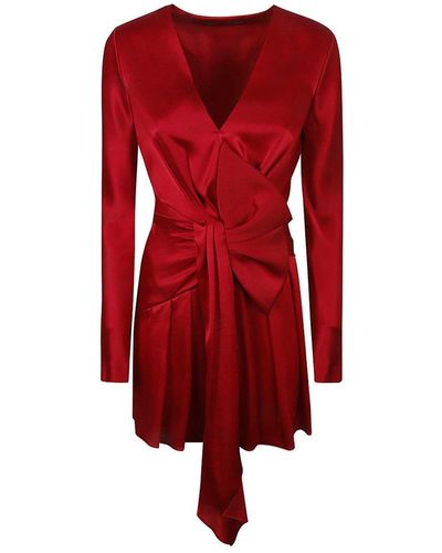 Alberta Ferretti Knot Detail V-neck Dress - Red