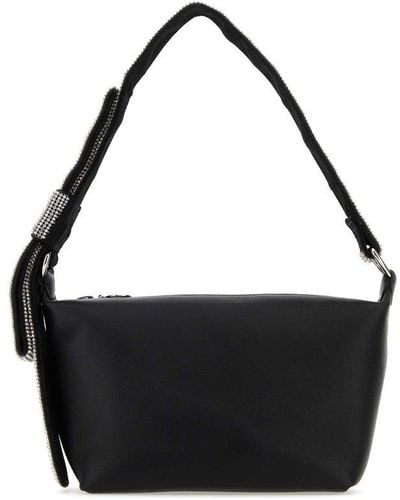 Kara Embellished Bow Zipped Shoulder Bag - Black