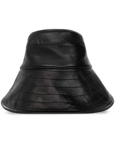 The Attico Leather Hat, - Black