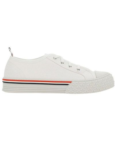 Thom Browne Stripe Trimmed Low-top Trainers - White