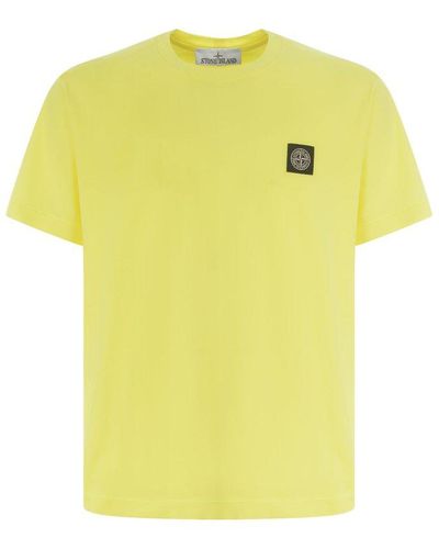 Stone Island Logo Patch Crewneck T-shirt - Yellow