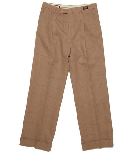 Gucci Checked Wide-leg Trousers - Brown