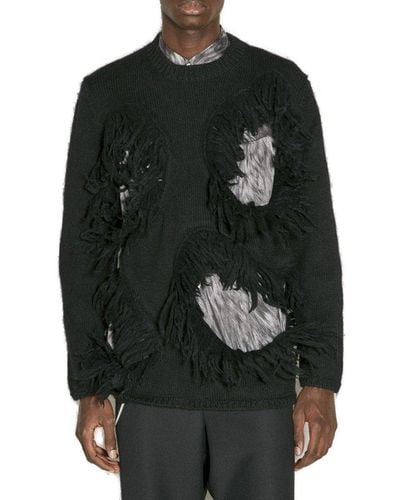 Comme des Garçons Tassel Detailed Crewneck Sweater - Black