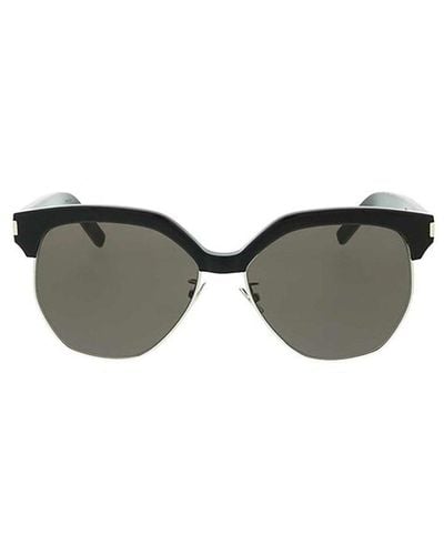 Saint Laurent Saint Laurent Oversized Clubmaster Sunglasses - Grey