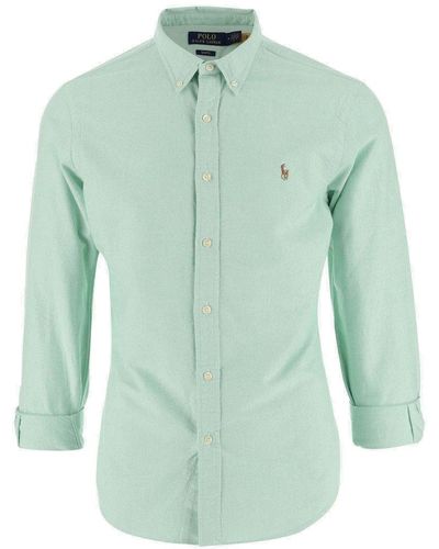 Polo Ralph Lauren Logo Embroidered Long-sleeved Shirt - Green