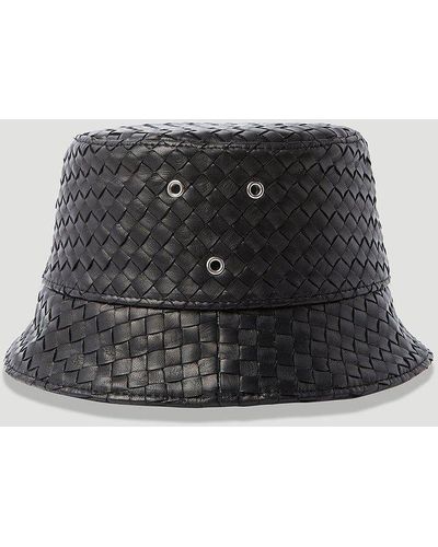 Bottega Veneta Intrecciato Leather Bucket Hat - Black