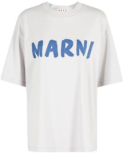 Marni Logo Printed Crewneck T-shirt - White