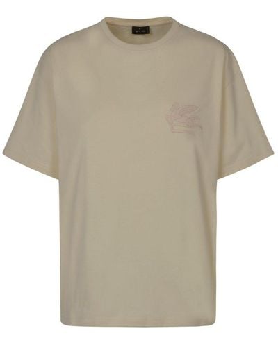 Etro Logo Embroidered Crewneck T-shirt - White