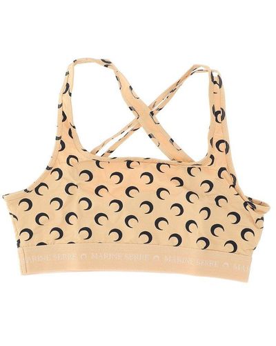 Marine Serre All-over Moon Printed Sports Bra - Metallic