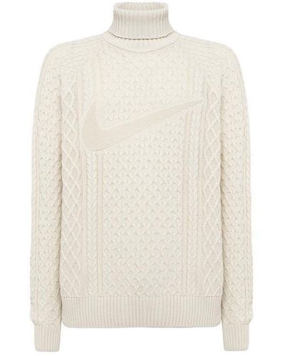 Nike Swoosh Roll Neck Straight Hem Sweater - White