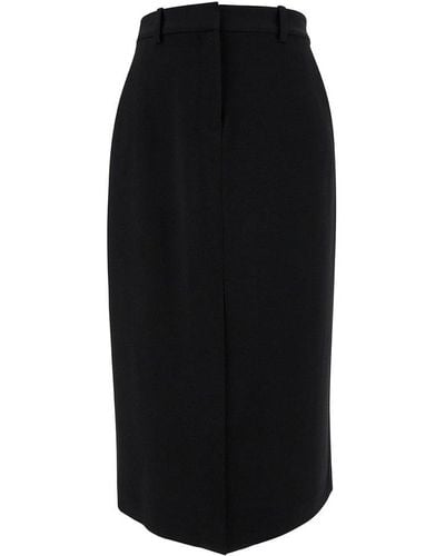 Theory Midi Straight Skirt With Front Split - Black