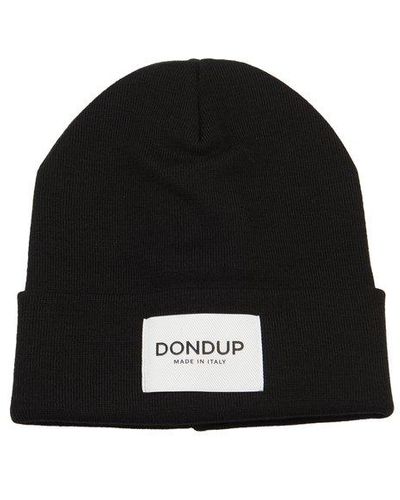 Dondup Logo Patch Knitted Beanie - Black