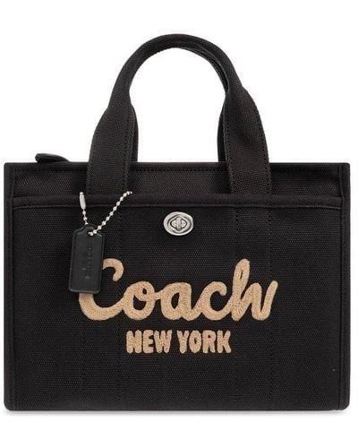 COACH Logo Embroidered Tote Bag - Black