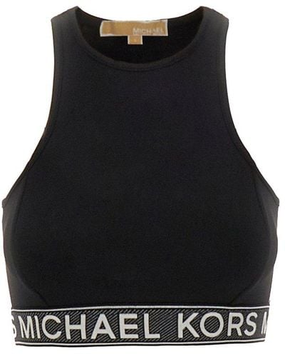Michael Kors Logo Tape Sleeveless Stretch Top - Black