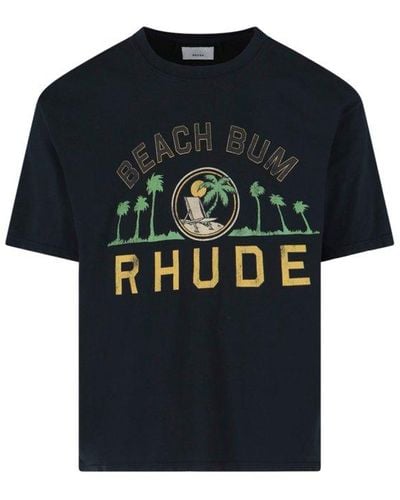Rhude Logo Printed Crewneck T-shirt - Black