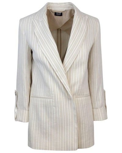 Liu Jo Pinstripe Open-front Tailored Blazer - White