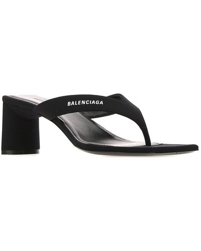 Balenciaga Double Square Thong Sandals - Black
