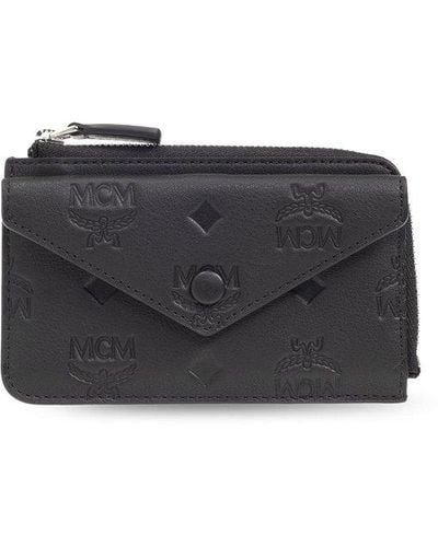 MCM Card Holder With Logo, - Black